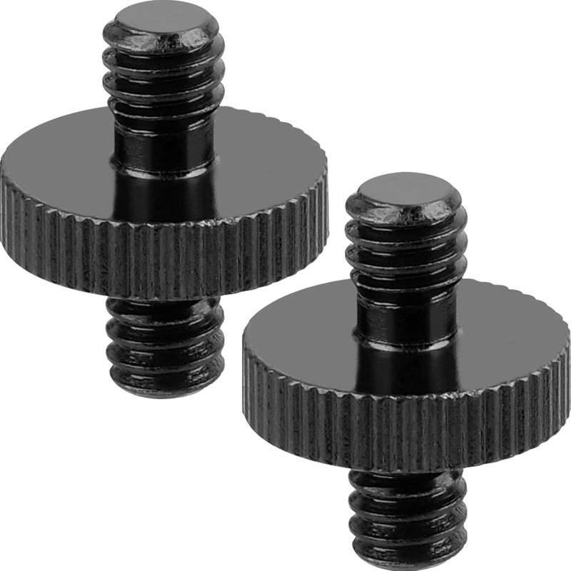 Sanchamy 1/4" Male to 1/4" Male Threaded Tripod Screw Adapter Double Head Stud Standard Mounting Thread Converter for Camera Cage Mount Light Stand Monopo Shoulder Rig Tripod Black-2 Packs - Image 1